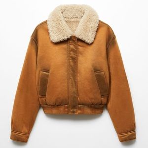 Mango Worn-effect Shearling Jacket